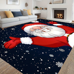 Christmas Santa Claus Carpet Floor Mat Soft Non-Slip Area Rug Machine Washable