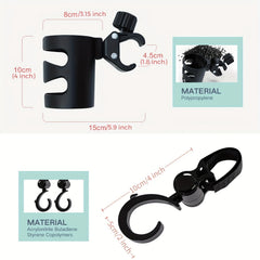 Adjustable Baby Stroller Cup Holder with Insulated Bottle Holder