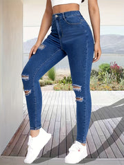 High Waist Ripped Skinny Fit Jeans