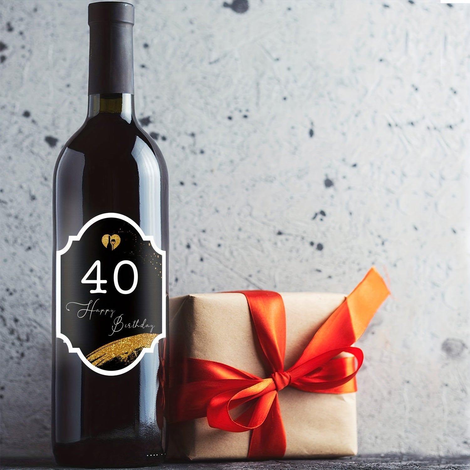 2pcs 40th Happy Birthday Wine Bottle Labels Personalized Self Adhesive
