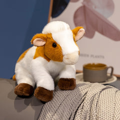 66in Sitting Brown Spotted Cow Plush Toy Soft Stuffed Animal Birthday Gift