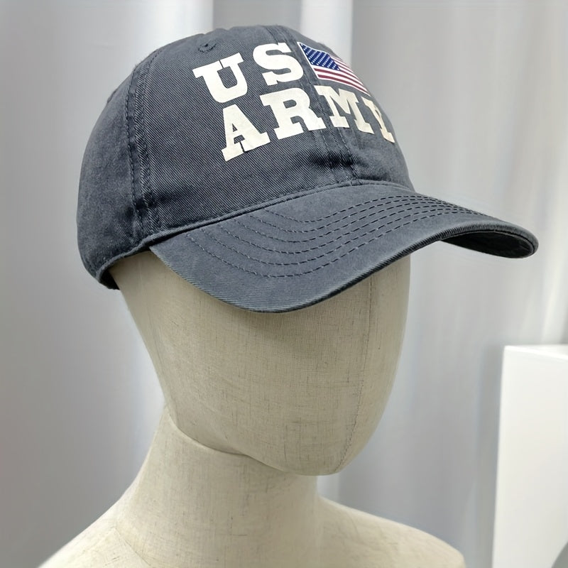 American Flag Embroidery Baseball Cap Gray Washed Distressed Dad Hats