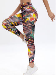 Block Print Yoga Pants High Elastic Leggings Women's Activewear