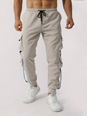 Men's Casual Flap Pocket Pants Tapered Sports Pants