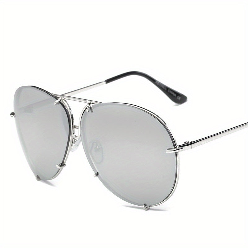 Large Aviator Sunglasses Mirrored UV400 Sun Shades Retro Double Bridge