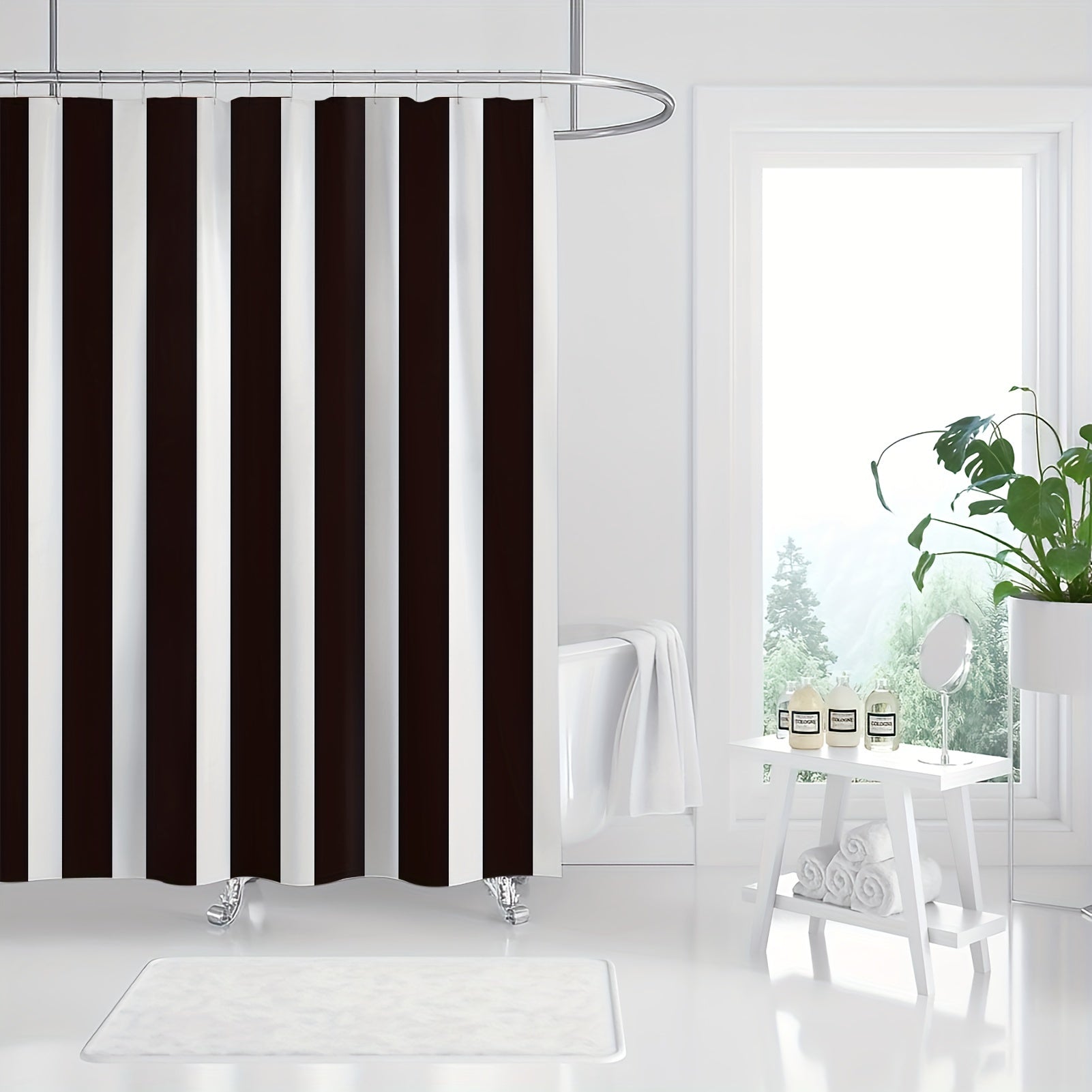 Waterproof Shower Curtain with 12 Hooks 72x72in
