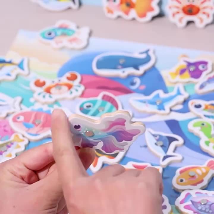 Wooden Ocean Fishing Toys - Interactive Magnetic Fish Game