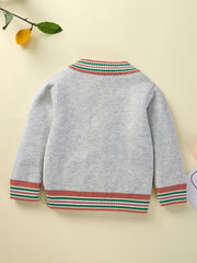 Toddler Boys Block Knit Cardigan V neck Button Up Sweater Kids Clothes