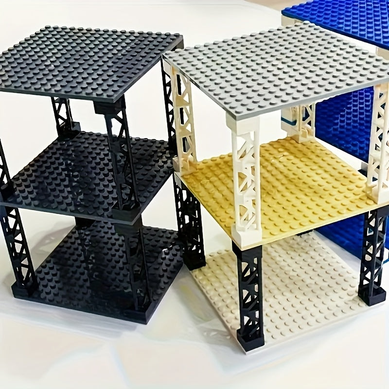 Tech Building Blocks Set with 2x10 Column Train Track Support