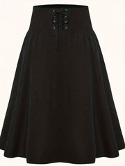 Casual Skirt Women's Plus Solid Lace Up High Rise Maxi Skirt