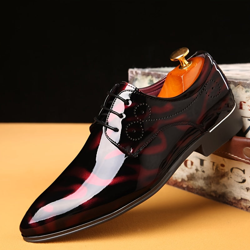 Men Brogue Pointed Toe Oxford Shoes Slip On Dress Wedding Business Office