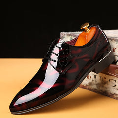 Men Brogue Pointed Toe Oxford Shoes Slip On Dress Wedding Business Office