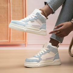 Women's Chunky Sneakers Faux Leather Heighten Casual Shoes