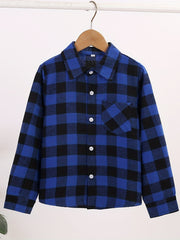 Boys Plaid Shirts Long Sleeve Tops Spring Fall Outwear Jacket