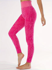 Snakeskin Print Sports Leggings High Waist Workout Tight Pants