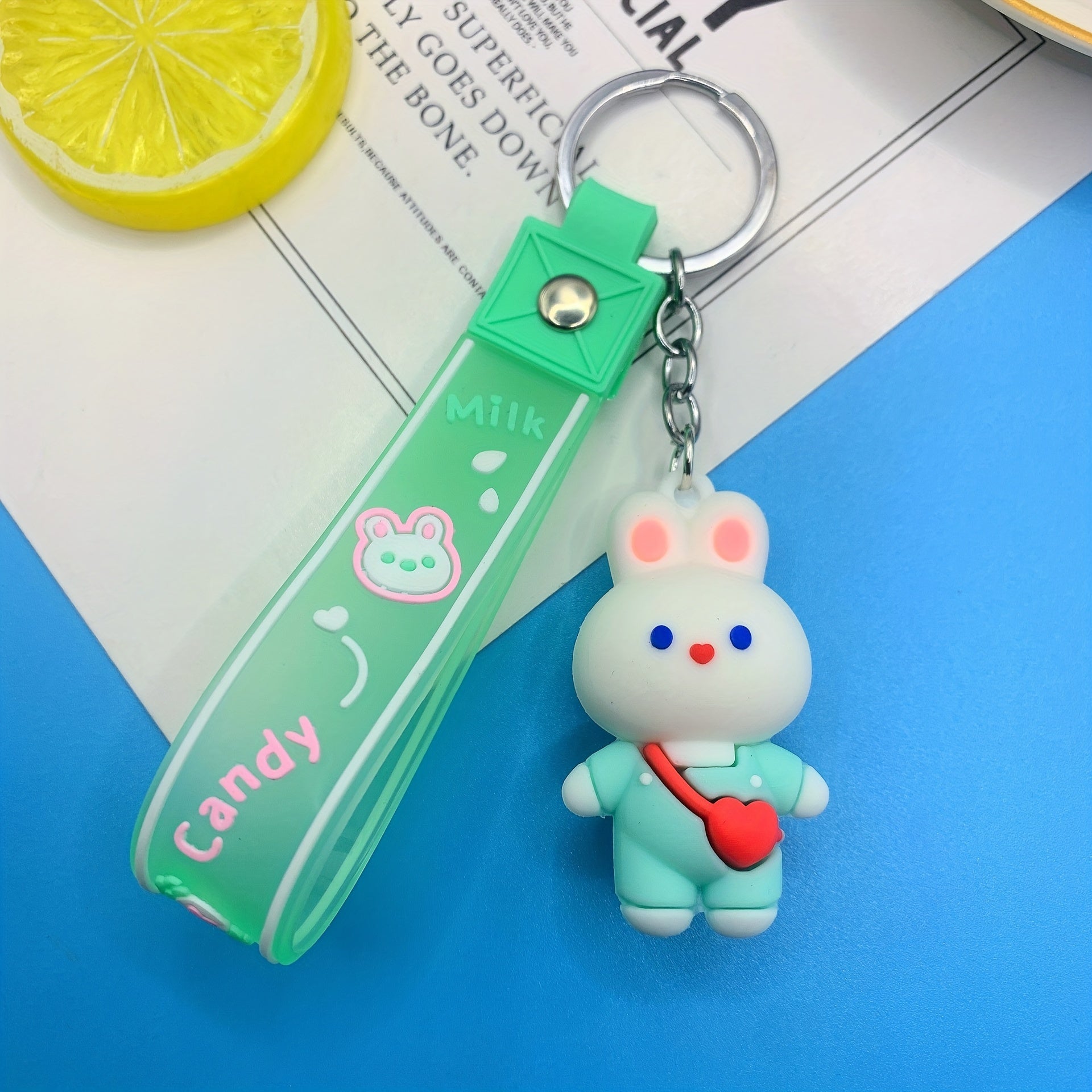 Cute Cartoon Rabbit Keychain Silicone Bunny Doll Keychain Pendant