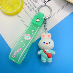Cute Cartoon Rabbit Keychain Silicone Bunny Doll Keychain Pendant