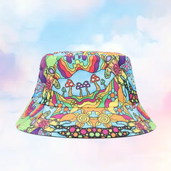 Y2K Reversible Mushroom Print Bucket Hat for Women Men