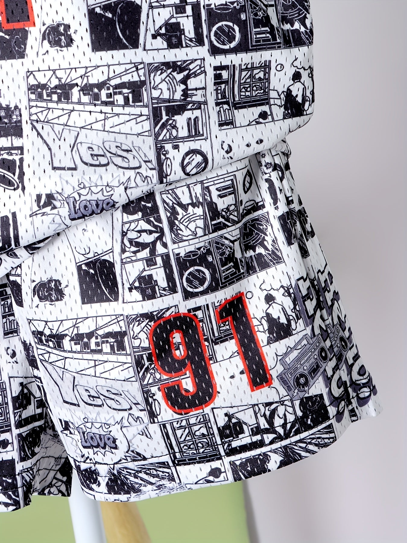 Boys Letter Print Vest & Sports Shorts LA Basketball Suit