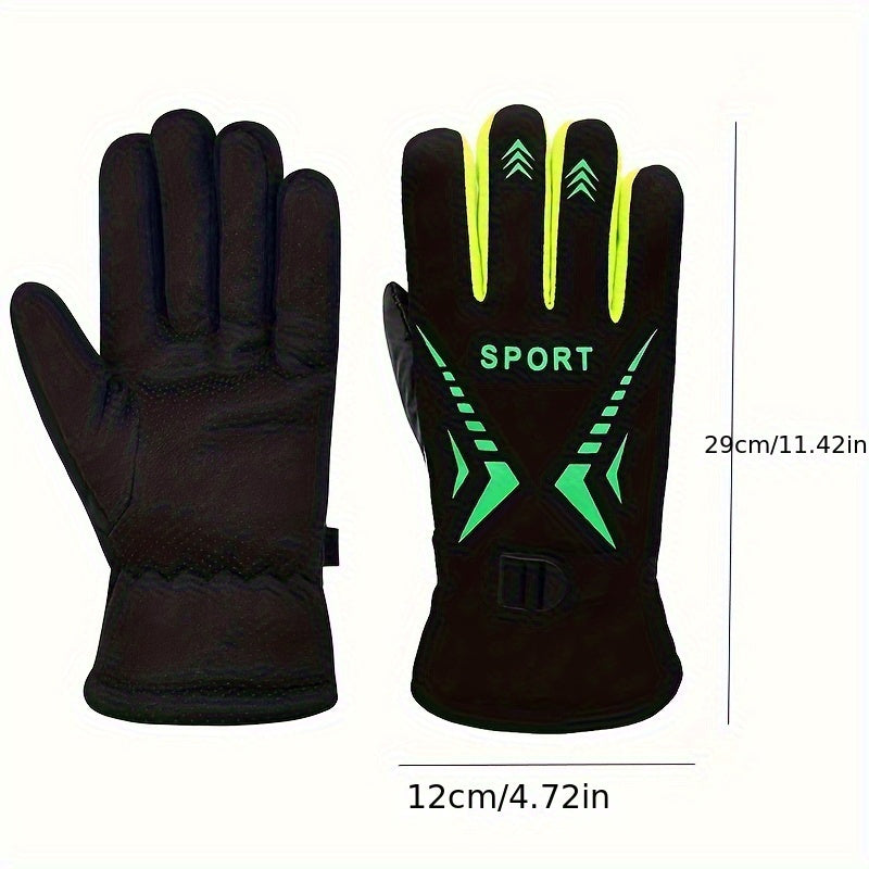 Men's Winter Cycling Gloves Windproof Warm Velvet Large Cotton Gloves
