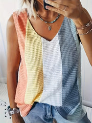 Waffle Knitted Sleeveless Tank Top for Women Summer Casual Wear