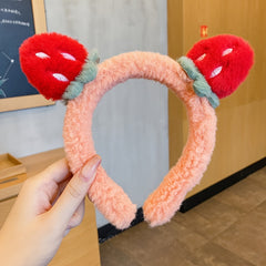 Strawberry Face Wash Hair Band Plush Head Band