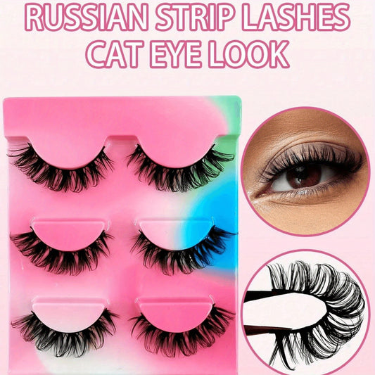 3 Pairs Fluffy 3D Mink Lashes 100 Cruelty Reusable Natural Eyelashes