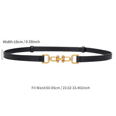 Women's Thin Leather Waist Belt with Buckle - Adjustable Decorative Belt