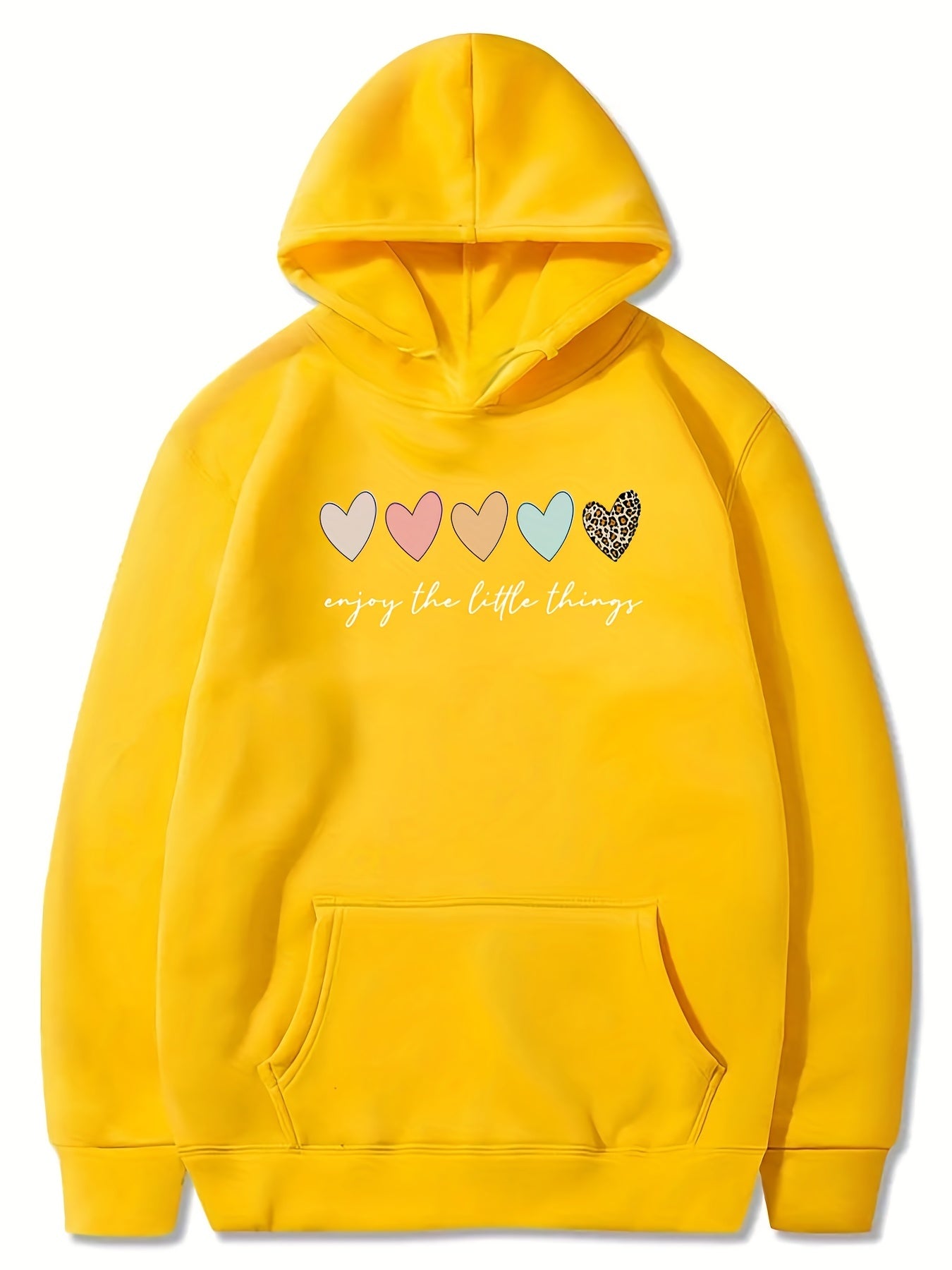 Girls Colorful Hearts Print Hooded Sweatshirt Top