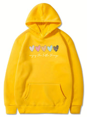 Girls Colorful Hearts Print Hooded Sweatshirt Top