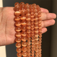 Moonstone Cat Eye Stone Beads Round Loose Spacer Beads DIY Jewelry Making 15mm