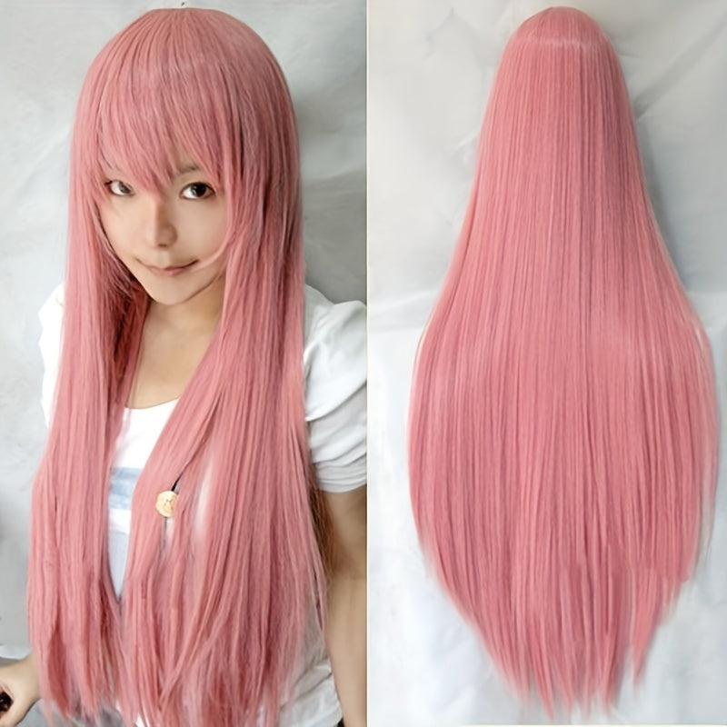 Colorful Long Straight Wig With Bangs Synthetic Wig Cosplay Wigs
