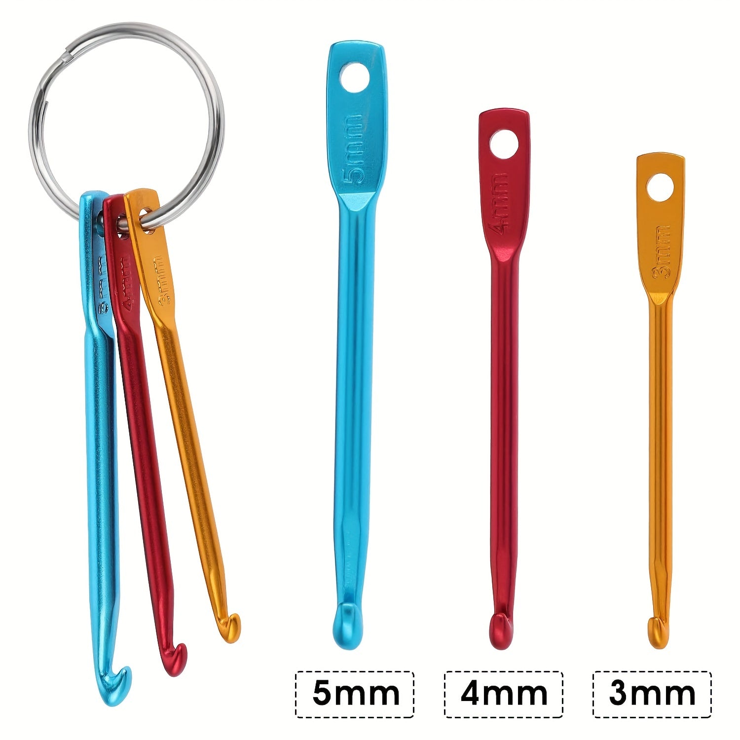 3pcs Aluminum Crochet Hooks Set 3 4 5mm Portable Short Knitting Needles Tool