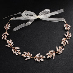 Vintage Leaf Bridal Hair Accessories Tiara Rhinestone Headband Wedding Headwear