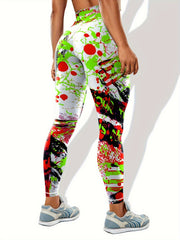 Graffiti Print Slim Fit Yoga Leggings High Stretch