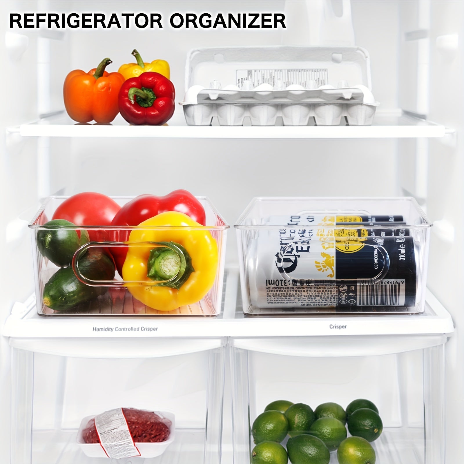 10pcs Stackable Refrigerator Organizer Bins Clear Kitchen Container