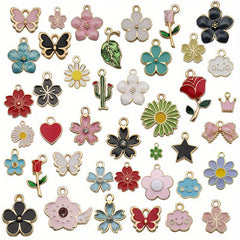 10pcs Rose Flower Shape Pendant Oil Drip Charms for Jewelry Making