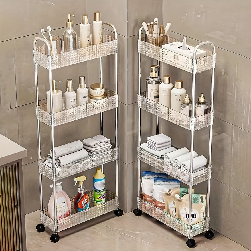 Acrylic Storage Rack Snack Trolley Floor Rack Mobile Bathroom Storage
