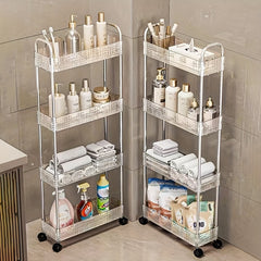 Acrylic Storage Rack Snack Trolley Floor Rack Mobile Bathroom Storage