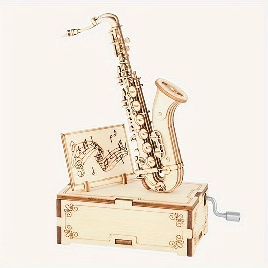 DIY Saxophone Puzzle Wooden Music Box Ideal Birthday Gift Teens