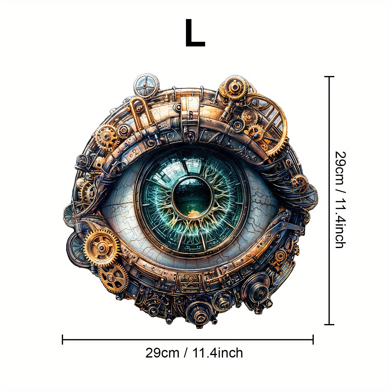 Steampunk Mechanical Eye Wooden Jigsaw Puzzle - Unique Animal Shapes