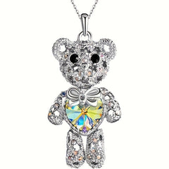 Bear Pendant Rhinestone Heart Shape Crystal Men's Jewelry