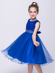 Rhinestone Waistband Sleeveless Formal Dress For Wedding Flower Girl