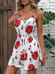 Floral Chain Strap Romper Jumpsuit Sleeveless