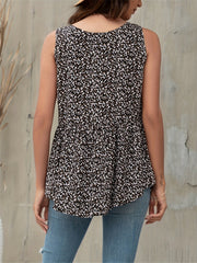 Floral Print V-Neck Tank Top Sleeveless Casual Women's Top