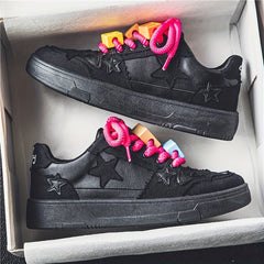 Men's Star Skate Shoes, Good Grip, Breathable, Lace-up Sneakers