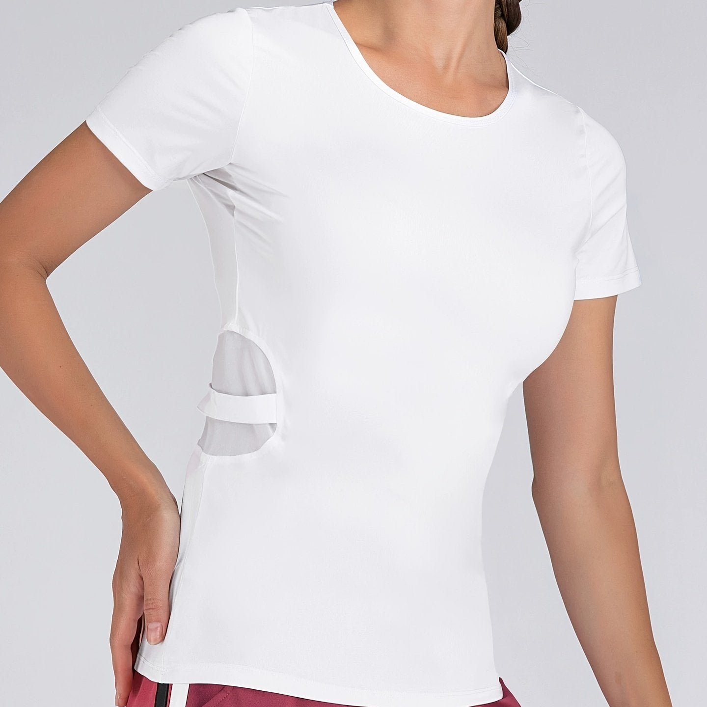 Women's Mesh Hollow Out Long Sleeve Athletic T Shirt for Active Women