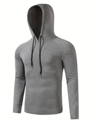 Men's Casual Sports Hoodie Long Sleeve T-shirt for Fitness Gym Workout
