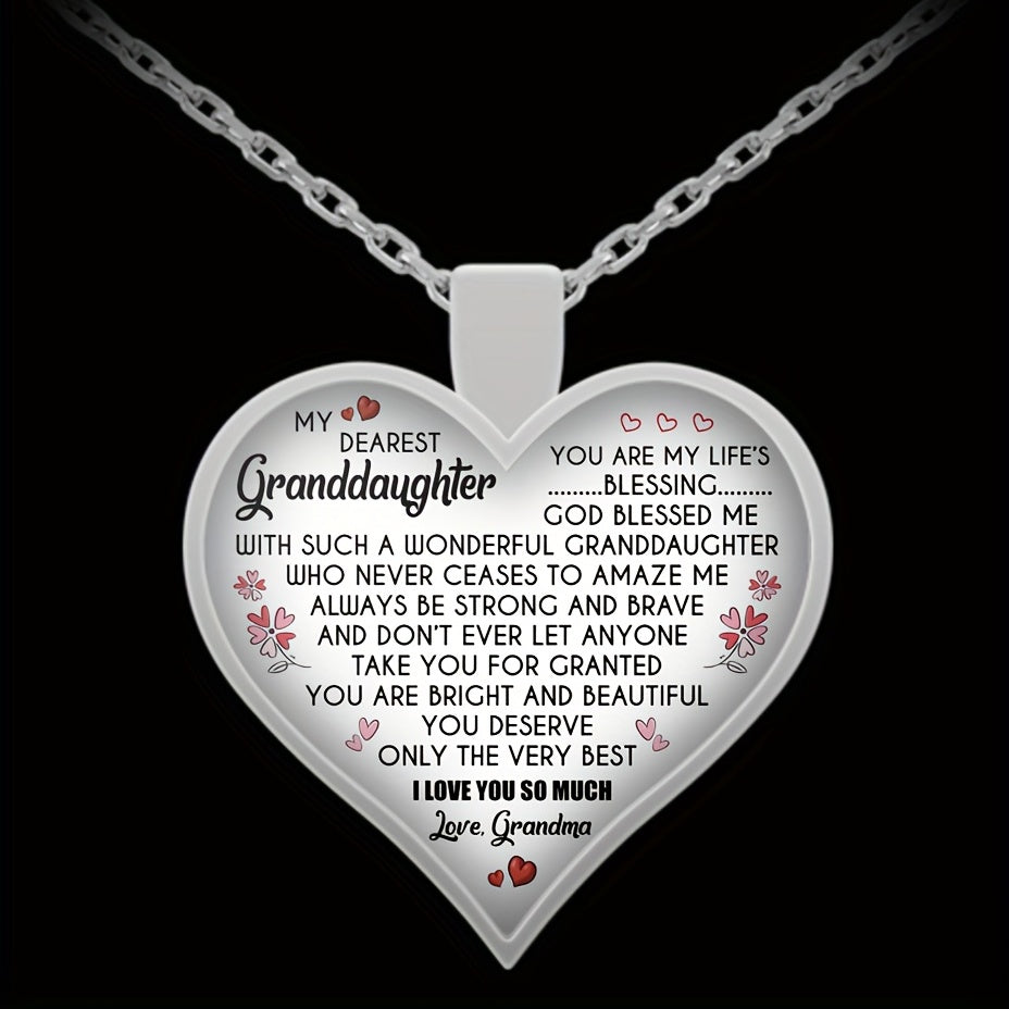 Heart Pendant Necklace Holiday Party Gift For Granddaughter