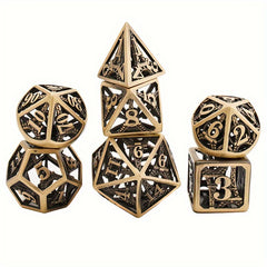 7pcs Hollow Metal Polyhedral Dice Set RPG Digital Teaching Collection